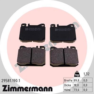 Zimmermann 29581.190.1 - Kit pastiglie freno, Freno a disco autozon.pro