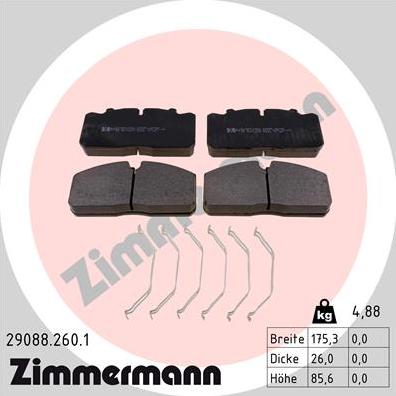 Zimmermann 29088.260.1 - Kit pastiglie freno, Freno a disco autozon.pro