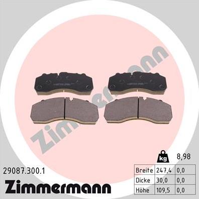 Zimmermann 29087.300.1 - Kit pastiglie freno, Freno a disco autozon.pro