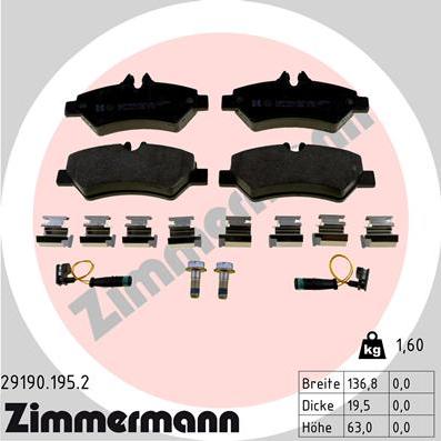 Zimmermann 29190.195.2 - Kit pastiglie freno, Freno a disco autozon.pro