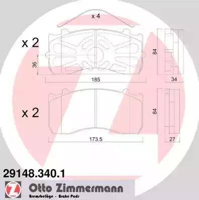 Zimmermann 29148.340.1 - Kit pastiglie freno, Freno a disco autozon.pro