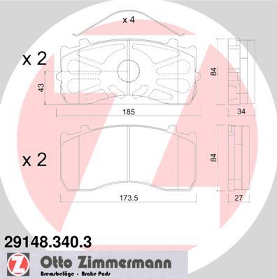 Zimmermann 29148.340.3 - Kit pastiglie freno, Freno a disco autozon.pro