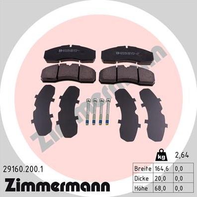 Zimmermann 29160.200.1 - Kit pastiglie freno, Freno a disco autozon.pro