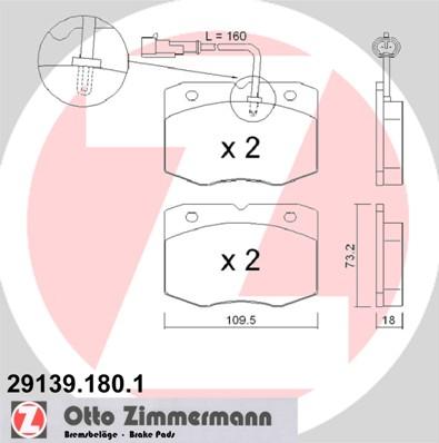 Zimmermann 29139.180.1 - Kit pastiglie freno, Freno a disco autozon.pro