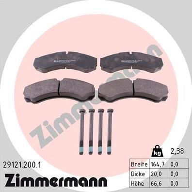 Zimmermann 29121.200.1 - Kit pastiglie freno, Freno a disco autozon.pro