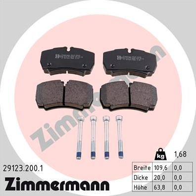 Zimmermann 29123.200.1 - Kit pastiglie freno, Freno a disco autozon.pro