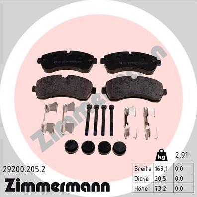 Zimmermann 29200.205.2 - Kit pastiglie freno, Freno a disco autozon.pro