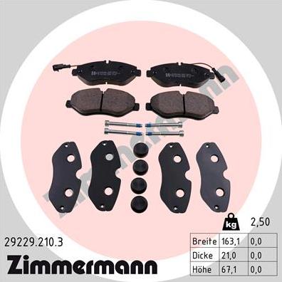 Zimmermann 29229.210.3 - Kit pastiglie freno, Freno a disco autozon.pro