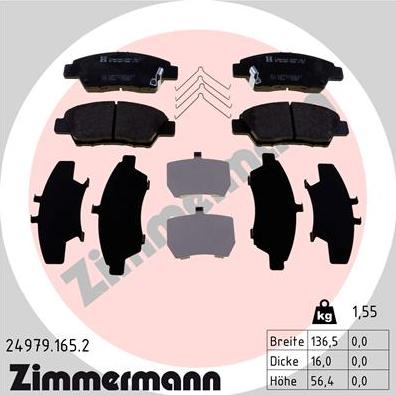 Zimmermann 24979.165.2 - Kit pastiglie freno, Freno a disco autozon.pro