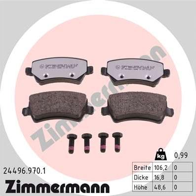 Zimmermann 24496.970.1 - Kit pastiglie freno, Freno a disco autozon.pro