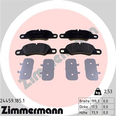 Zimmermann 24459.185.1 - Kit pastiglie freno, Freno a disco autozon.pro