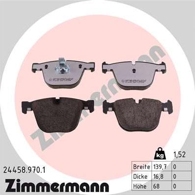 Zimmermann 24458.970.1 - Kit pastiglie freno, Freno a disco autozon.pro