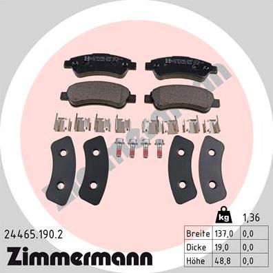 Zimmermann 24465.190.2 - Kit pastiglie freno, Freno a disco autozon.pro