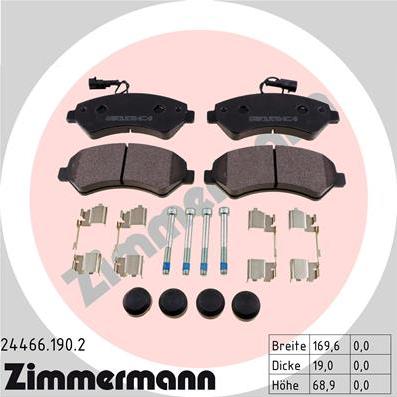 Zimmermann 24466.190.2 - Kit pastiglie freno, Freno a disco autozon.pro