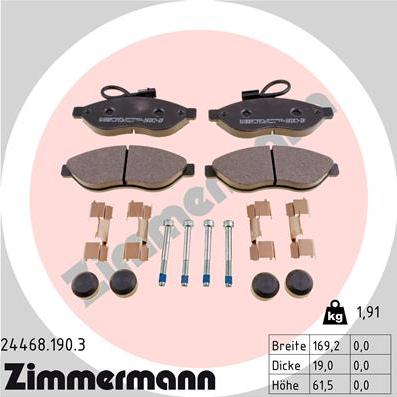 Zimmermann 24468.190.3 - Kit pastiglie freno, Freno a disco autozon.pro