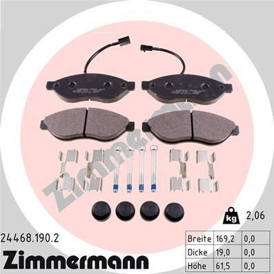 Zimmermann 24468.190.2 - Kit pastiglie freno, Freno a disco autozon.pro