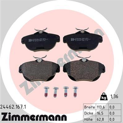 Zimmermann 24462.167.1 - Kit pastiglie freno, Freno a disco autozon.pro