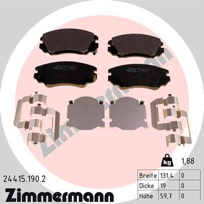 Zimmermann 24415.190.2 - Kit pastiglie freno, Freno a disco autozon.pro