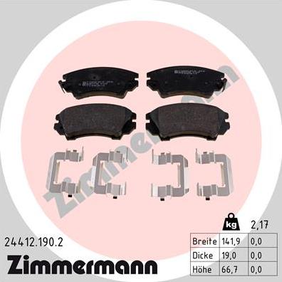 Zimmermann 24412.190.2 - Kit pastiglie freno, Freno a disco autozon.pro