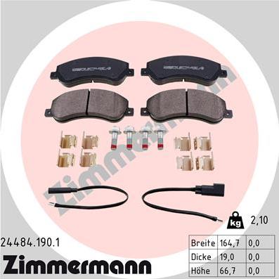 Zimmermann 24484.190.1 - Kit pastiglie freno, Freno a disco autozon.pro