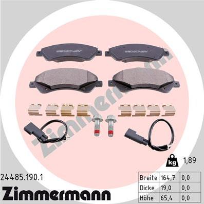 Zimmermann 24485.190.1 - Kit pastiglie freno, Freno a disco autozon.pro