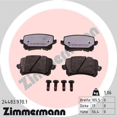 Zimmermann 24483.970.1 - Kit pastiglie freno, Freno a disco autozon.pro