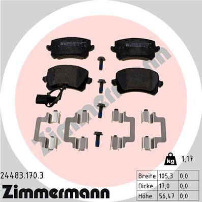 Zimmermann 24483.170.3 - Kit pastiglie freno, Freno a disco autozon.pro