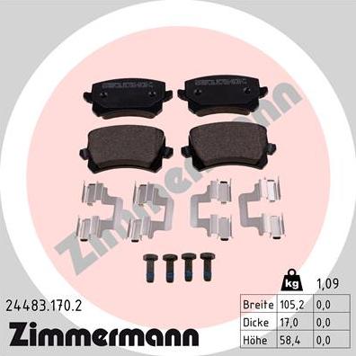 Zimmermann 24483.170.2 - Kit pastiglie freno, Freno a disco autozon.pro