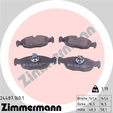 Zimmermann 24487.160.1 - Kit pastiglie freno, Freno a disco autozon.pro