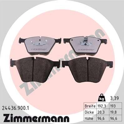 Zimmermann 24436.900.1 - Kit pastiglie freno, Freno a disco autozon.pro