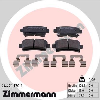 Zimmermann 24421.170.2 - Kit pastiglie freno, Freno a disco autozon.pro