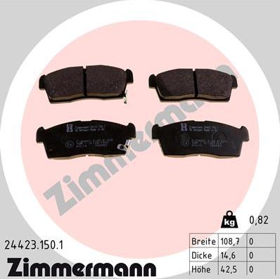 Zimmermann 24423.150.1 - Kit pastiglie freno, Freno a disco autozon.pro