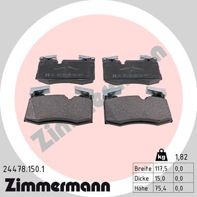 Zimmermann 24478.150.1 - Kit pastiglie freno, Freno a disco autozon.pro