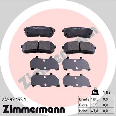 Zimmermann 24599.155.1 - Kit pastiglie freno, Freno a disco autozon.pro