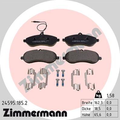 Zimmermann 24595.185.2 - Kit pastiglie freno, Freno a disco autozon.pro