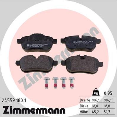 Zimmermann 24559.180.1 - Kit pastiglie freno, Freno a disco autozon.pro