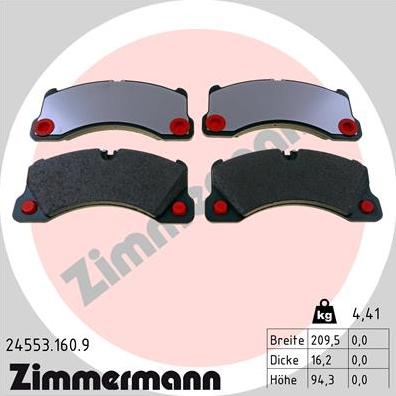 Zimmermann 24553.160.9 - Kit pastiglie freno, Freno a disco autozon.pro