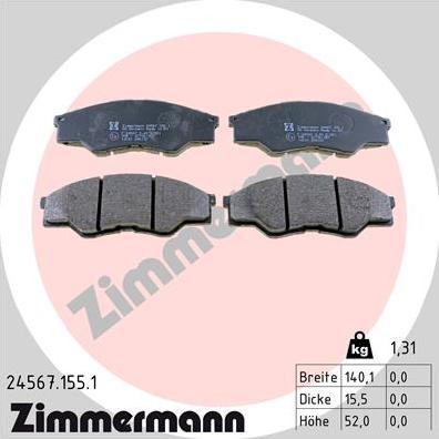 Zimmermann 24567.155.1 - Kit pastiglie freno, Freno a disco autozon.pro