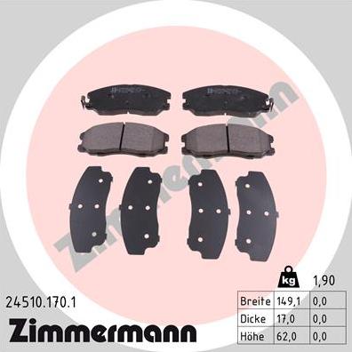 Zimmermann 24510.170.1 - Kit pastiglie freno, Freno a disco autozon.pro