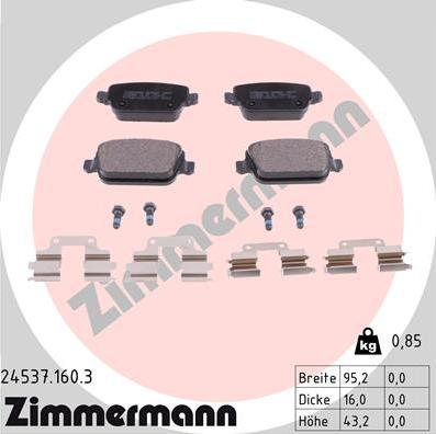 Zimmermann 24537.160.3 - Kit pastiglie freno, Freno a disco autozon.pro