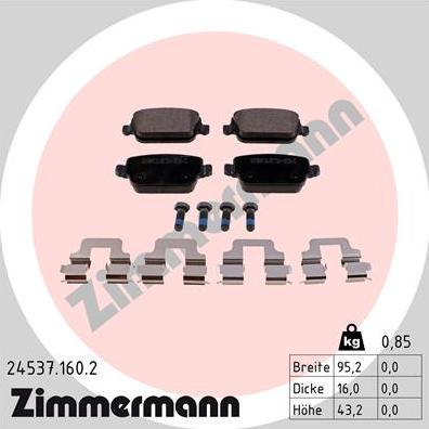 Zimmermann 24537.160.2 - Kit pastiglie freno, Freno a disco autozon.pro