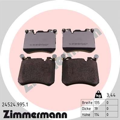 Zimmermann 24524.995.1 - Kit pastiglie freno, Freno a disco autozon.pro