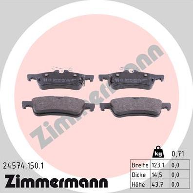 Zimmermann 24574.150.1 - Kit pastiglie freno, Freno a disco autozon.pro