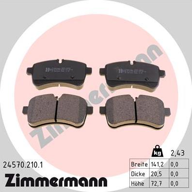 Zimmermann 24570.210.1 - Kit pastiglie freno, Freno a disco autozon.pro