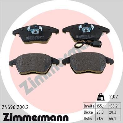 Zimmermann 24696.200.2 - Kit pastiglie freno, Freno a disco autozon.pro