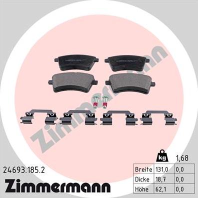 Zimmermann 24693.185.2 - Kit pastiglie freno, Freno a disco autozon.pro