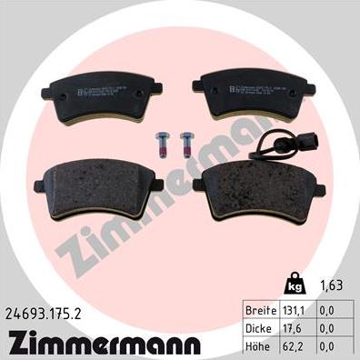 Zimmermann 24693.175.2 - Kit pastiglie freno, Freno a disco autozon.pro