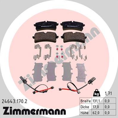 Zimmermann 24643.170.2 - Kit pastiglie freno, Freno a disco autozon.pro