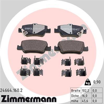 Zimmermann 24664.160.2 - Kit pastiglie freno, Freno a disco autozon.pro