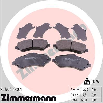 Zimmermann 24604.180.1 - Kit pastiglie freno, Freno a disco autozon.pro